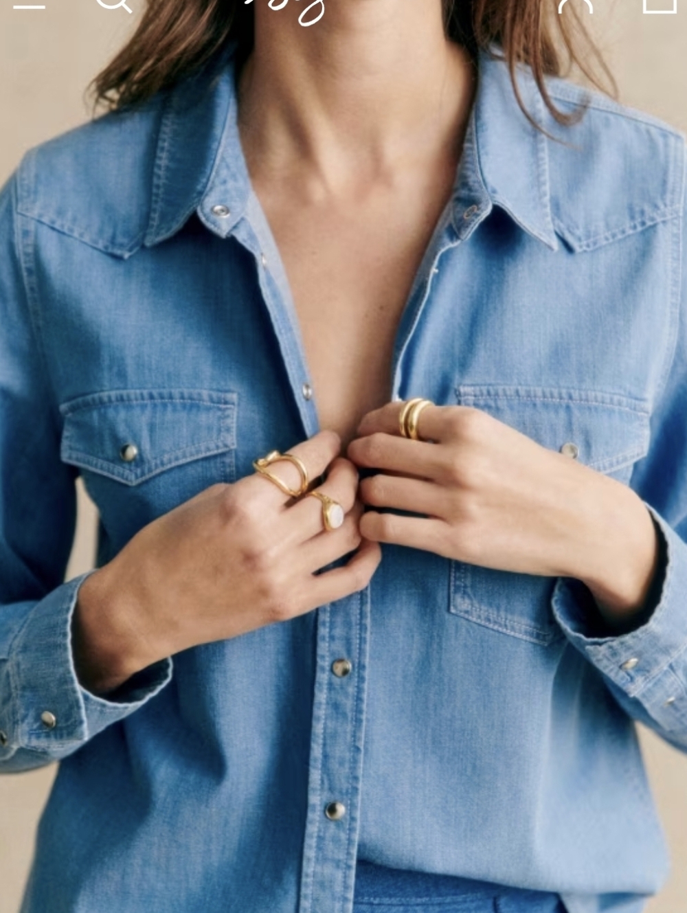Sezane Servanne Shirt Denim 32 NWOT - Picture 2 of 9